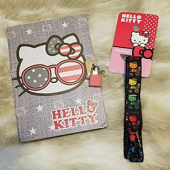 Hello Kitty Other - Hello Kitty bundle of shoelaces and locked journal